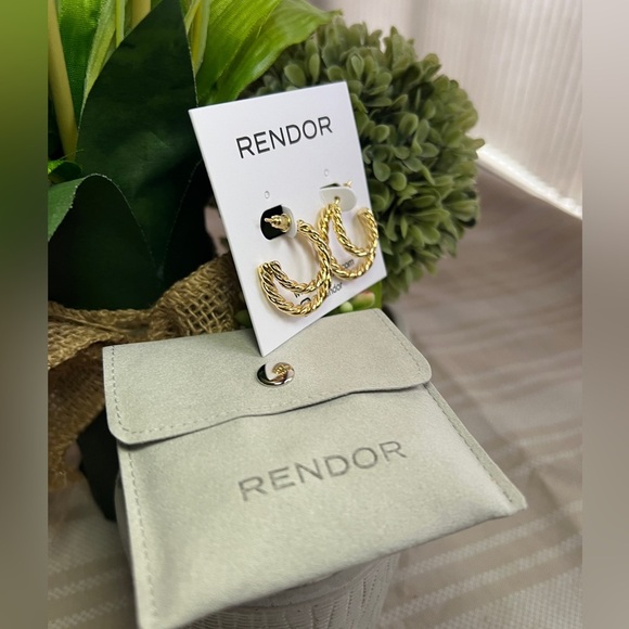 Rendor Victoria Yellow Gold Double Hoop Earrings - Picture 3 of 6